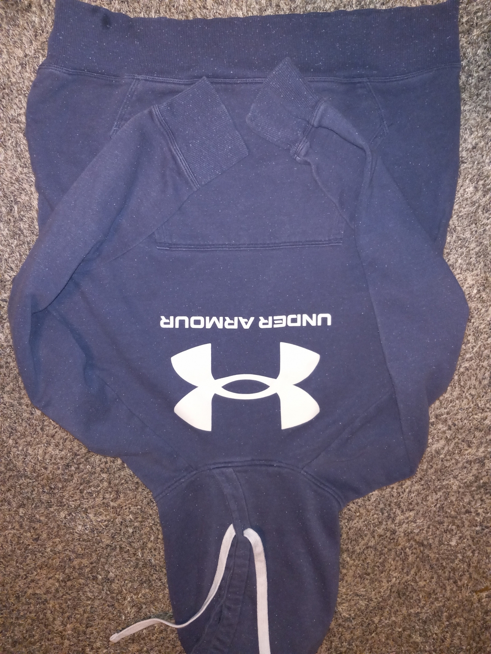 Under Armour Navy Blue Hoodie with White Logo